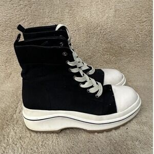 MIA Black White Platform High Top Canvas Fashion Sneakers Women's Size 8